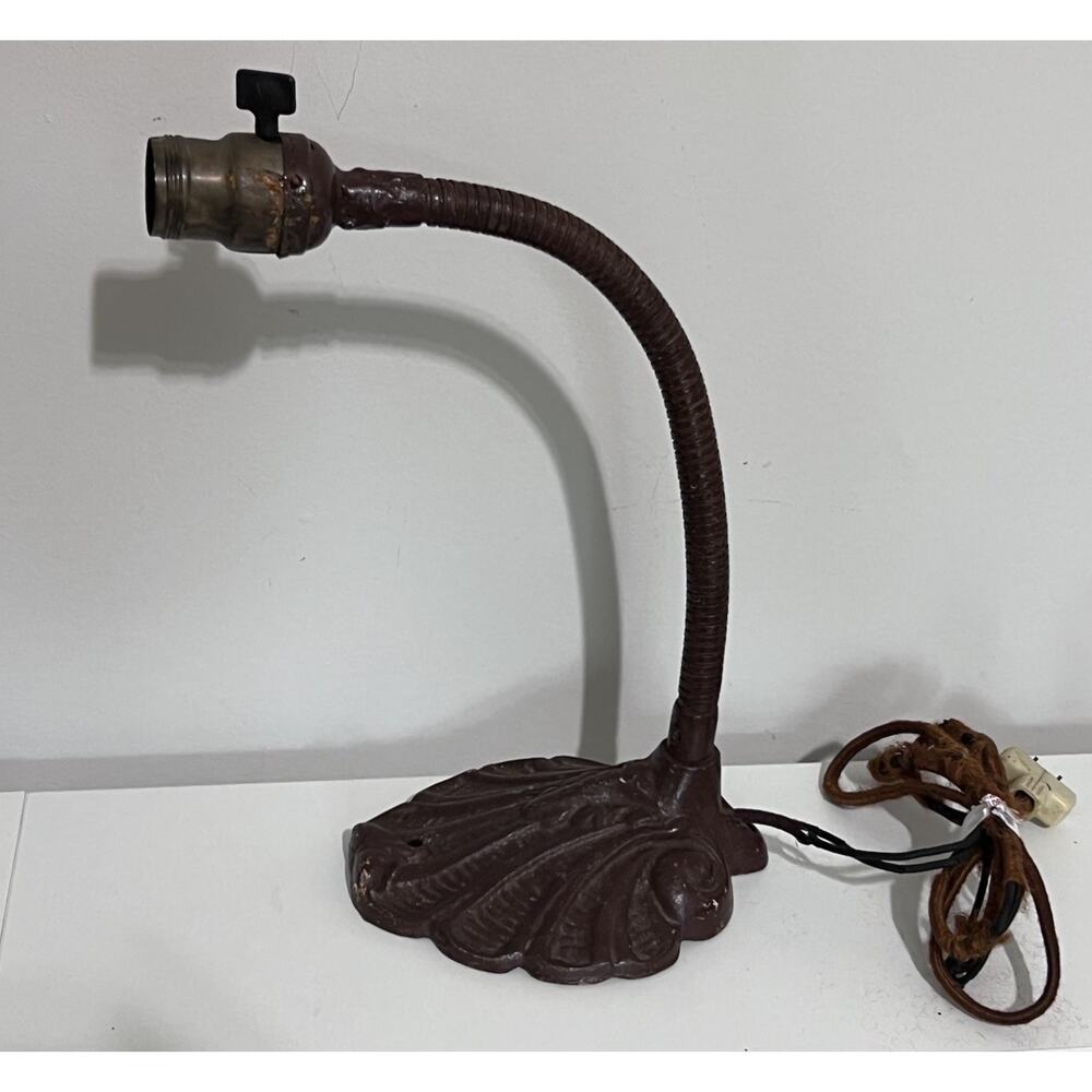 Vintage Industrial Goose Neck Table Wall/Desk Lamp Cast Iron Base Parts Repair